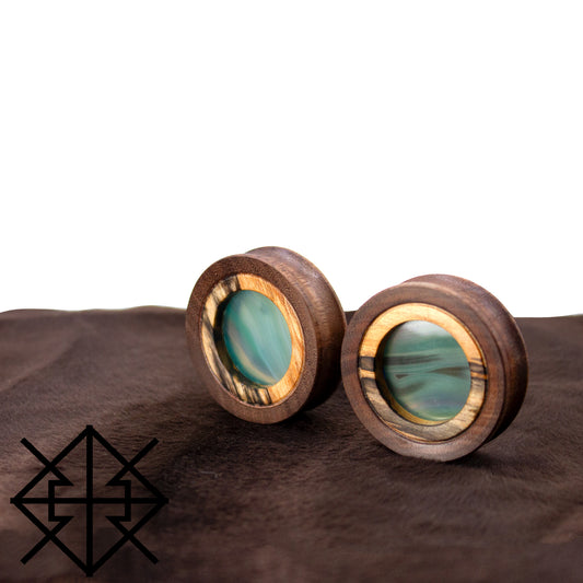 Walnut and Transparent Green Agate front view